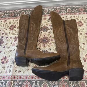 Ariat Riding Knee Boot w Western‎ DetailMurrieta Soft Distressed Brown New 6.5B